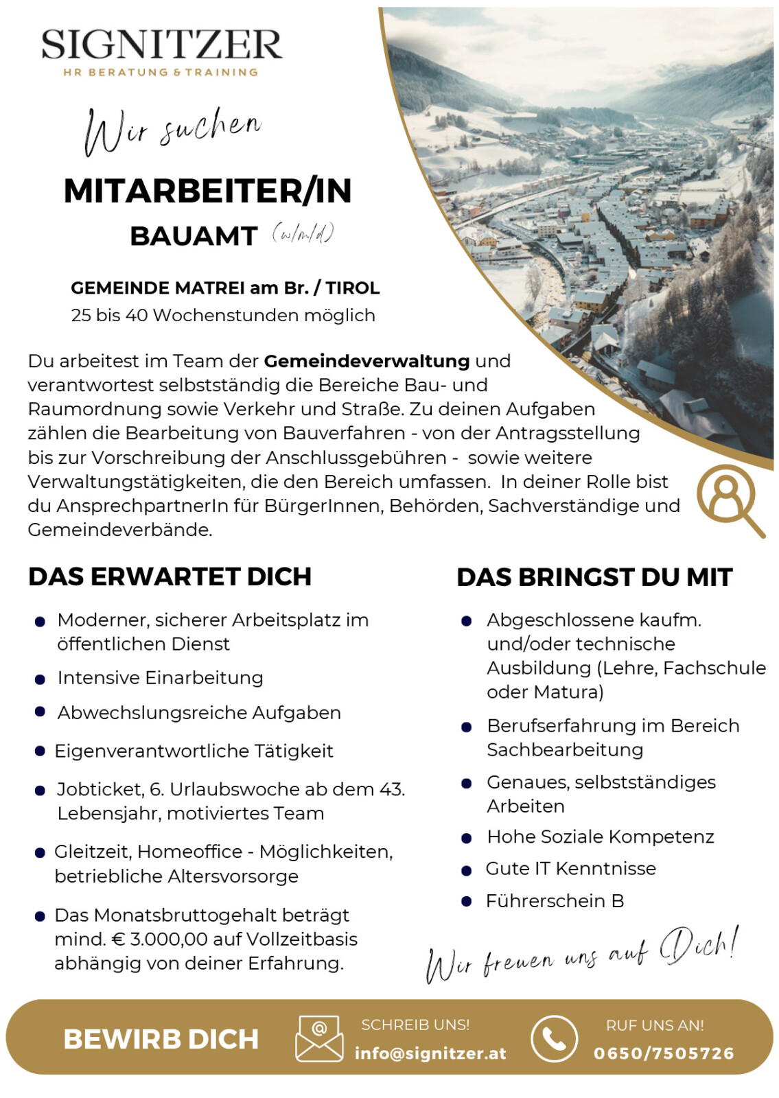 Stelleninserat Bauamt Matrei